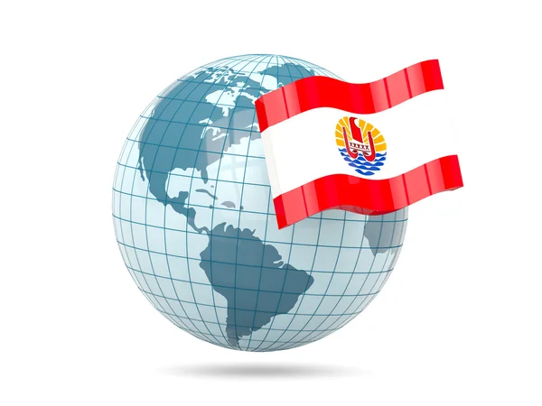 Globe with flag of french polynesia — Stock Photo, Image