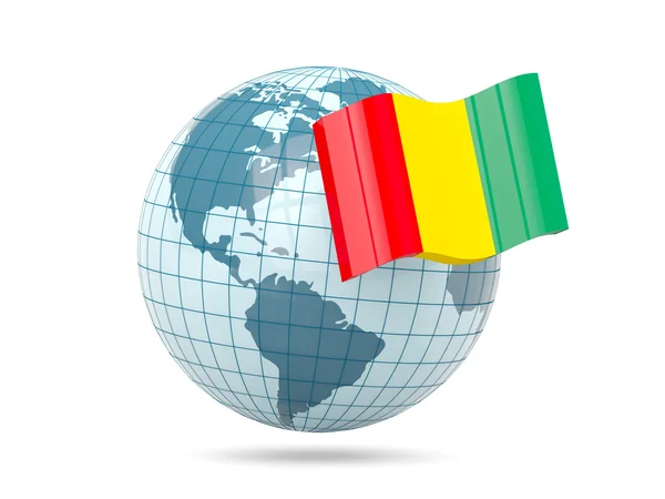 Globe with flag of guinea — Stock Photo, Image