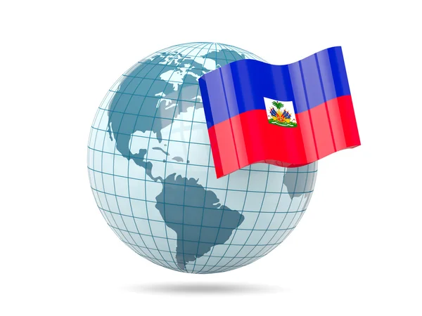 Världen med flagga haiti — Stockfoto