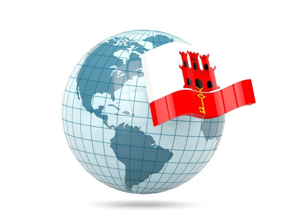 Globe with flag of gibraltar — Stock Photo, Image