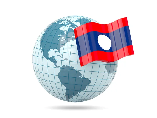 Globe avec drapeau de laos — Photo