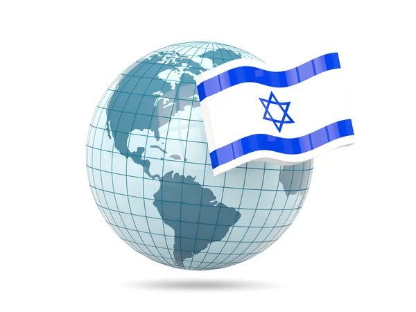 Glóbus s vlajkou Izraele — Stock fotografie