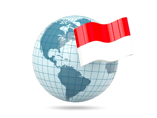 Globe with flag of indonesia — Stock Photo, Image