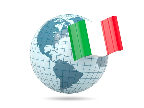 Världen med flagga Italien — Stockfoto