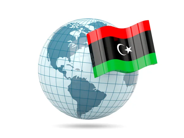 リビアの国旗とグローブ — ストック写真