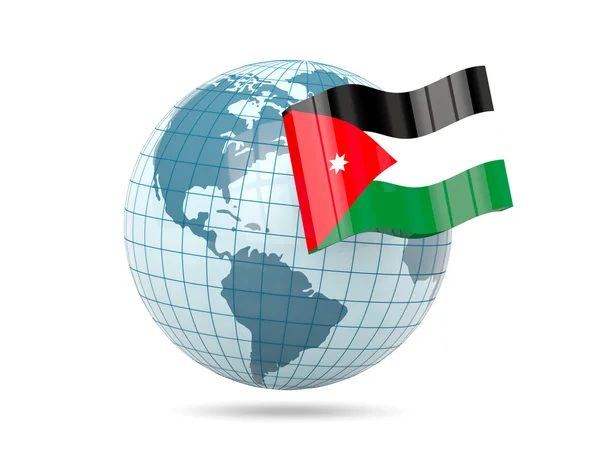 Zeměkoule s jordánská vlajka — Stock fotografie