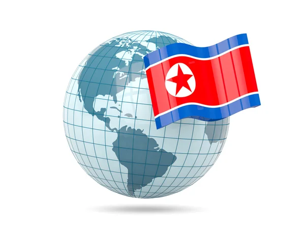 Globe with flag of korea north