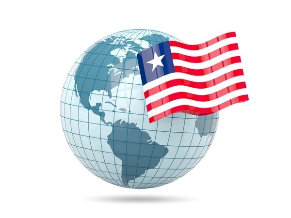 Globus mit Flagge von Liberia — Stockfoto