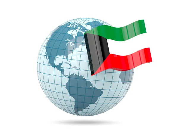 Földgömb és Kuvait zászlaja — Stock Fotó