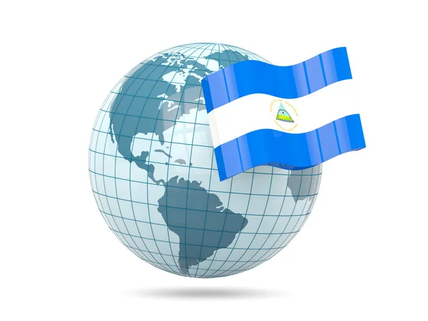 Globe with flag of nicaragua — Stock Photo, Image