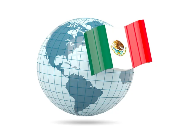 Глобус с флагом Мексики — стоковое фото