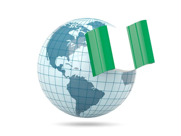 Globe with flag of nigeria — Stock Photo, Image