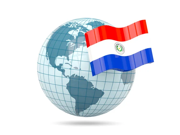 Globe with flag of paraguay — Stock Photo, Image