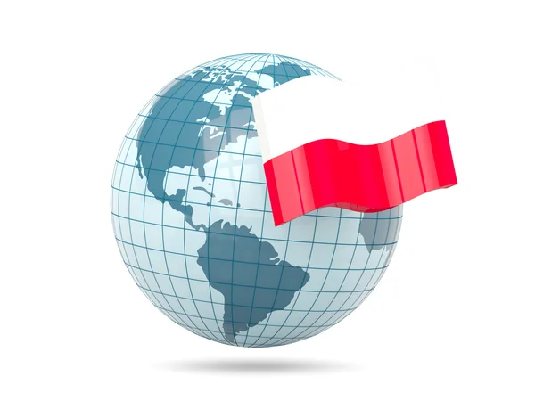 Globus mit Flagge von Polen — Stockfoto