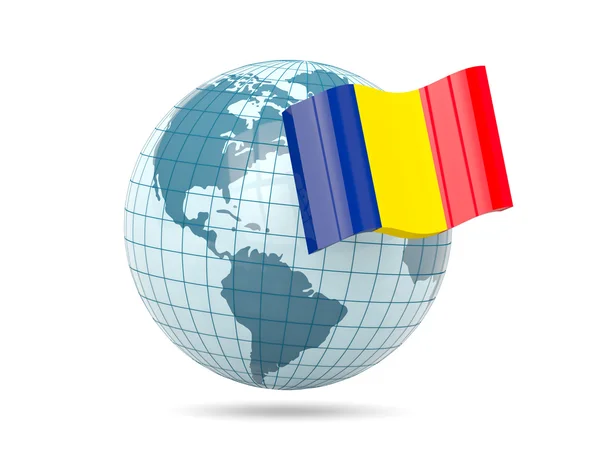 Globo con bandera de romania —  Fotos de Stock