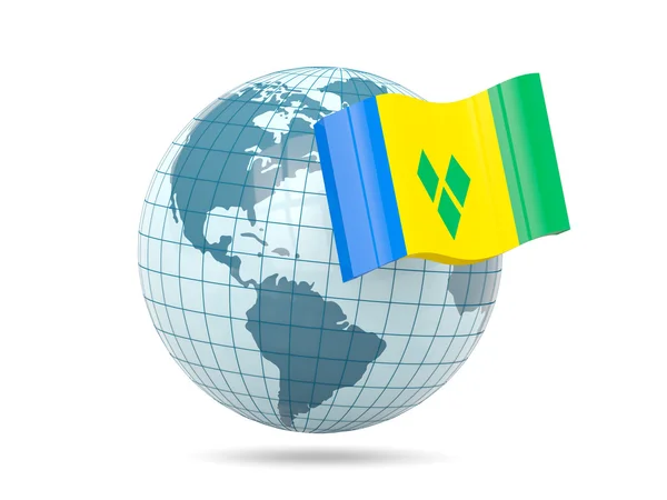 Wereldbol met vlag van saint vincent en de grenadines — Stockfoto