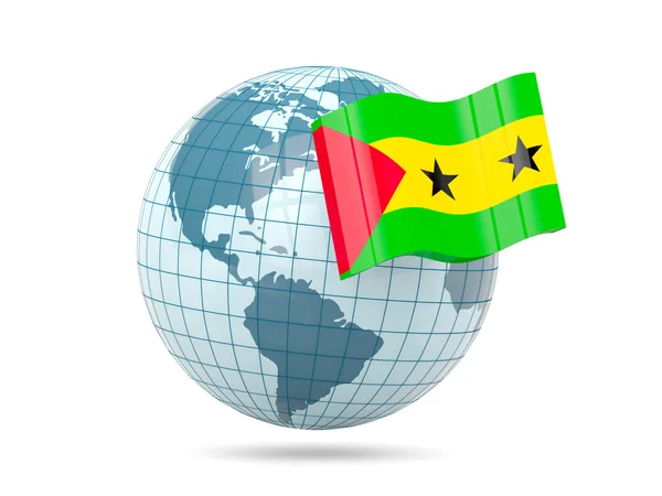 Globo con bandera de sao tome y principe — Foto de Stock