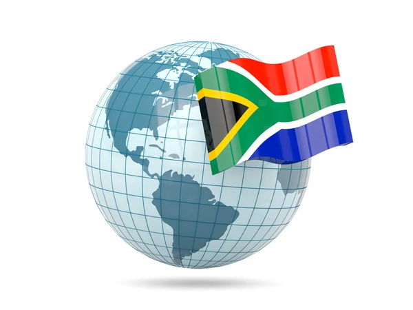 Globe avec drapeau de l'Afrique du Sud — Photo