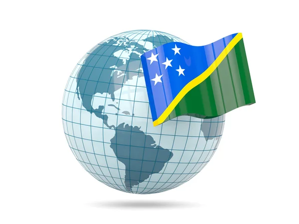 Världen med flagga Salomonöarna — Stockfoto