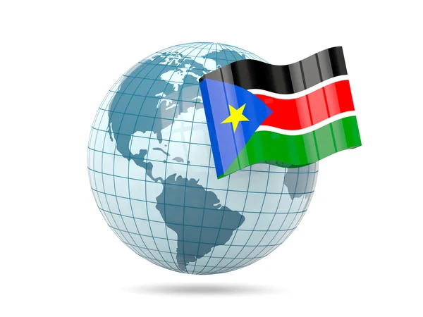 Globo con bandiera di south sudan — Foto Stock