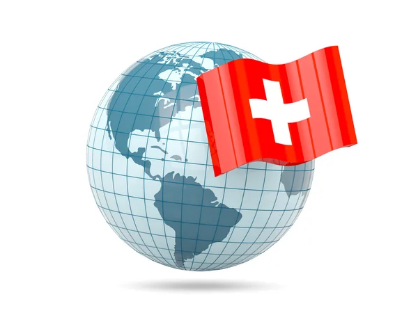 Globus mit Flagge der Schweiz — Stockfoto