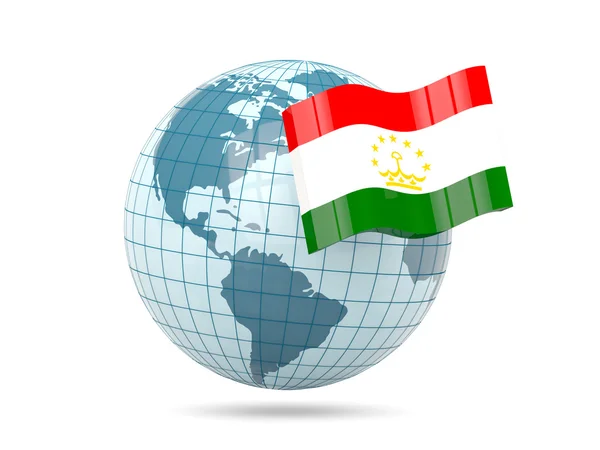 タジキスタンの国旗とグローブ — ストック写真