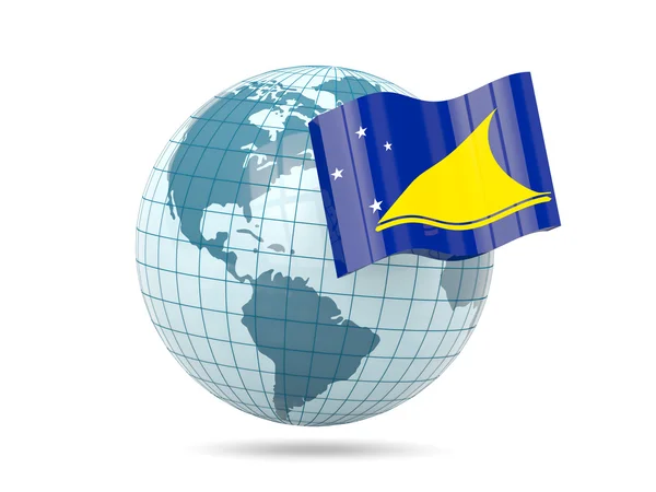 Globus mit Fahne von Tokelau — Stockfoto
