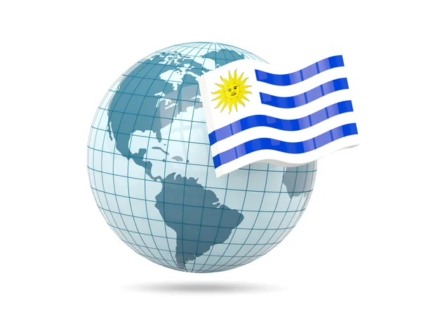Глобус с флагом Уругвая — стоковое фото