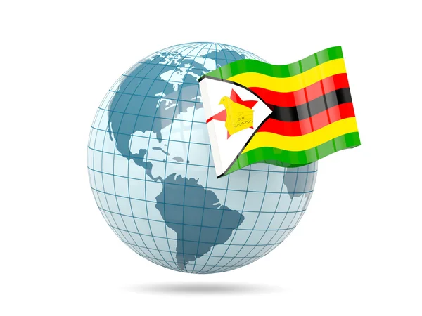 Globo com bandeira de zimbabwe — Fotografia de Stock