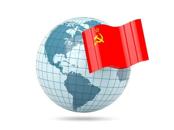 Globus mit Flagge von ussr — Stockfoto