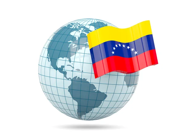 Globe with flag of venezuela — Stock Photo, Image