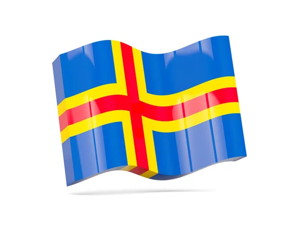 Aland Adaları bayrağı ile dalga simgesi — Stok fotoğraf