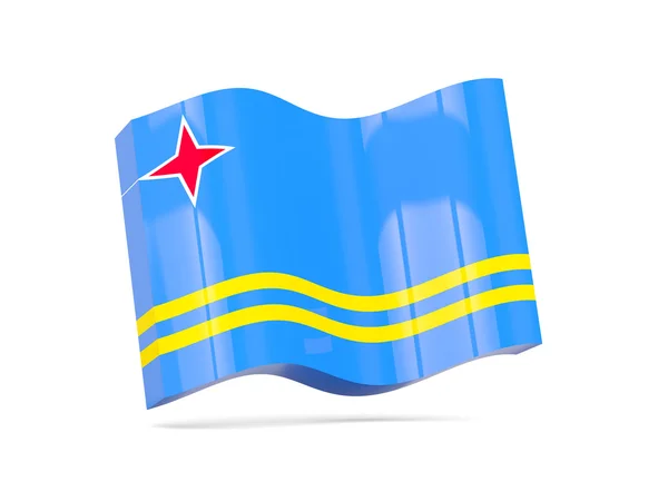 Ícone de onda com bandeira de aruba — Fotografia de Stock
