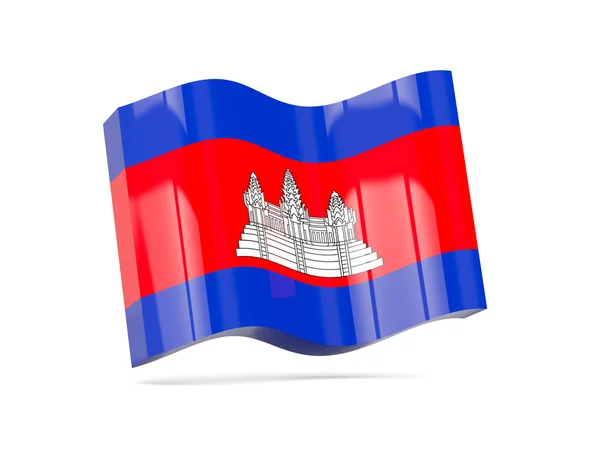 Ícone de onda com bandeira de cambodia — Fotografia de Stock