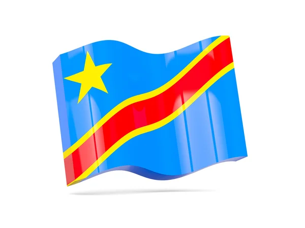 Значок волны с флагом демократической республики Конго — стоковое фото