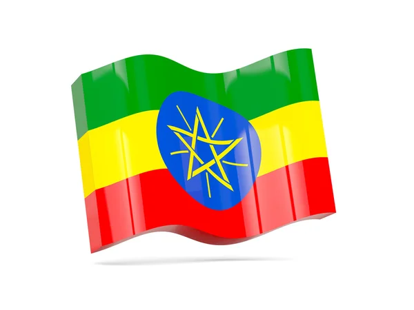 Wave ikonen med flagga av Etiopien — Stockfoto