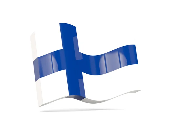 Finlandiya bayrağı ile dalga simgesi — Stok fotoğraf