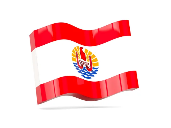 Wave ikonen med flagga i franska Polynesien — Stockfoto