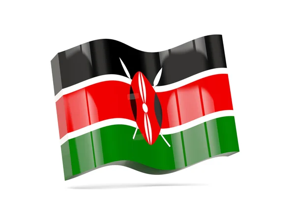 Icona sventola con bandiera di kenya — Foto Stock