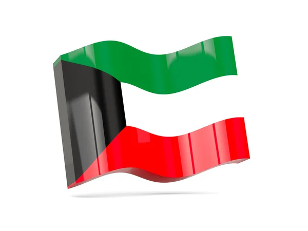 Ícone de onda com bandeira do kuwait — Fotografia de Stock