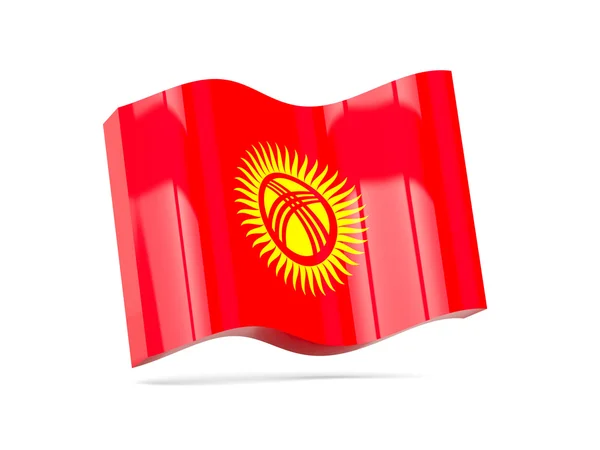 波与吉尔吉斯斯坦国旗图标 — 图库照片