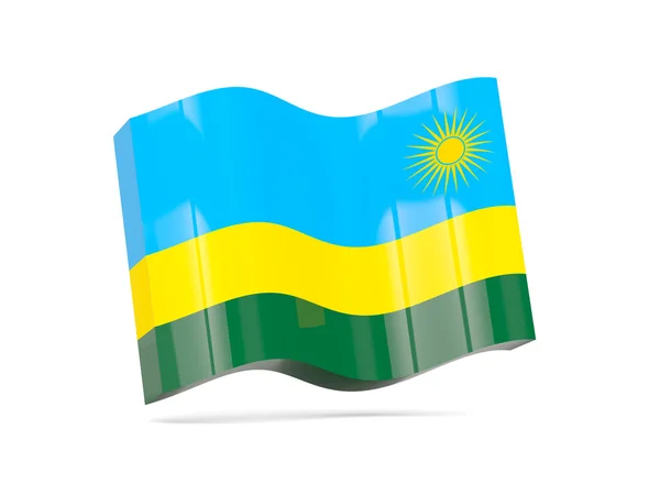 Icona sventolata con bandiera del Ruanda — Foto Stock