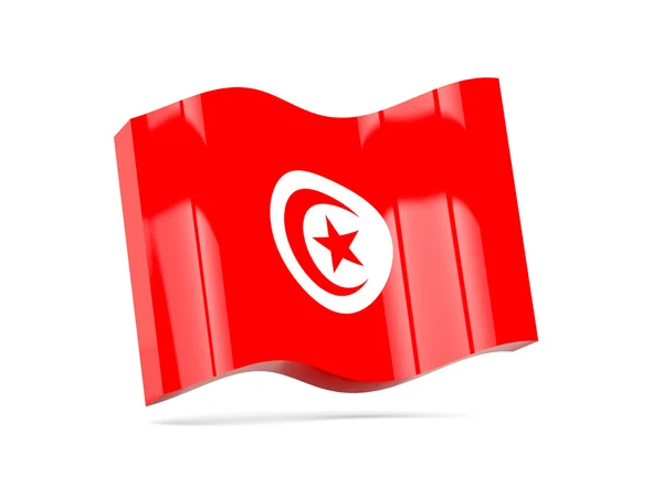 Wave ikon med flagga Tunisien — Stockfoto