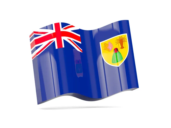 Wave ikon med flagga turks och Caicosöarna — Stockfoto