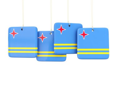 Aruba bayrağı ile kare etiketleri