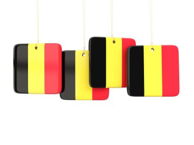 Belçika bayrağı ile kare etiketleri