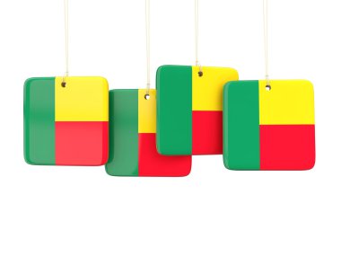 Benin bayrağı ile kare etiketleri