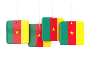 Kamerun bayrağı ile kare etiketleri
