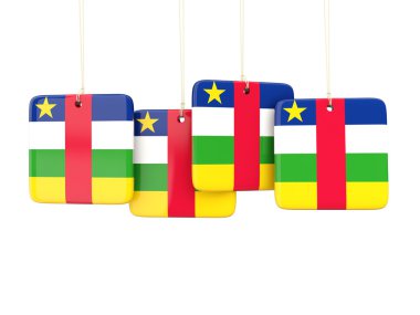 Orta Afrika Cumhuriyeti bayrağı ile kare etiketleri