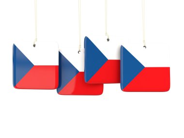 Çek Cumhuriyeti bayrağı ile kare etiketleri